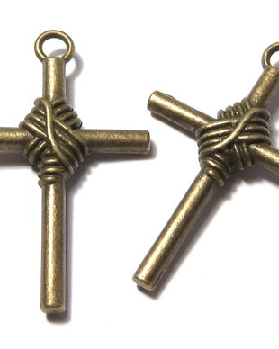 Pandantiv metalic, cruciulita, bronz, 40x26 mm