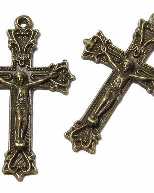 Pandantiv metalic, cruciulita, bronz, 39.5x25 mm