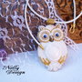 "Little white owl" - Colier