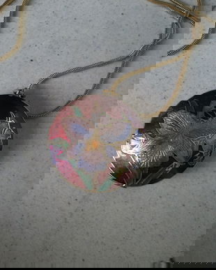 COLIER VINTAGE MONET,MEDALION CLOISONNE,SEMNAT