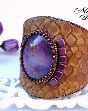 "Violet Snake" - Bratara piele naturala
