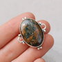 Pandant cu jasper oceanic in rama  decorativa argintata si antichizata