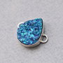 Conector  titanium druzy  electroplacat - albastru  in rama argintata