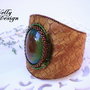 "Green Snake" - Bratara piele naturala