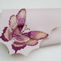 poseta plic handmade unicat din piele - Dark Magenta Butterfly