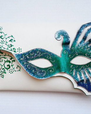 poseta plic handmade unicat din piele - Fairy Butterfly Mask
