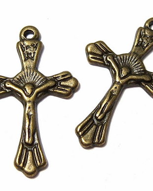 Pandantiv metalic, cruciulita, bronz, 27x17 mm