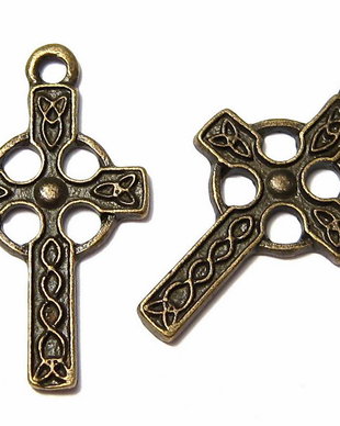 Pandantiv metalic, cruciulita, bronz, 26x14 mm