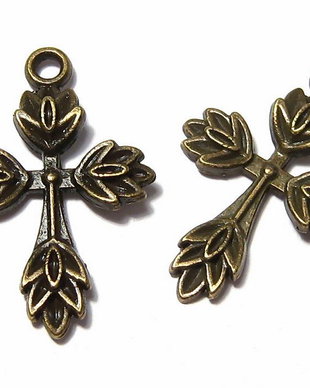 Pandantiv metalic, cruciulita, bronz, 25x16 mm