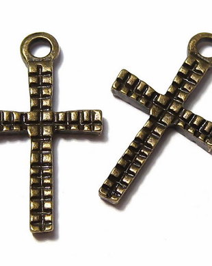 Pandantiv metalic, cruciulita, bronz, 23x13 mm