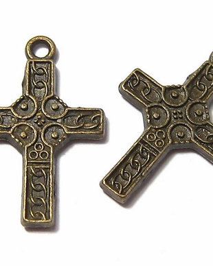Pandantiv metalic, cruciulita, bronz, 21x13 mm