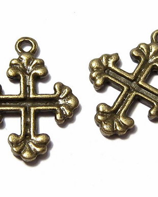 Pandantiv metalic, cruciulita, bronz, 20x15 mm