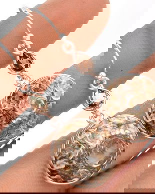 Ag332 - Cercei cu tortite, argint 925, agata turritella, maro cafeniu