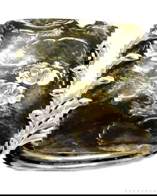 Ag287 - Inel, argint 925, agata turritella, maro cafeniu, diam.17,5mm