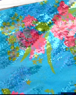 Batist imprimeu flori exotice