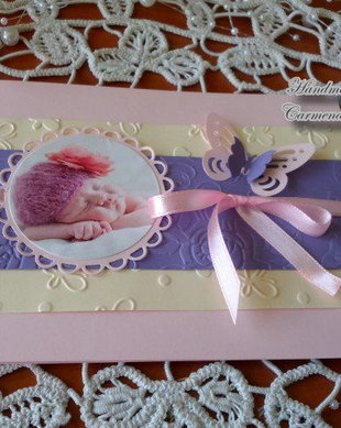 Invitatie cu poza bebelusuluifluturas