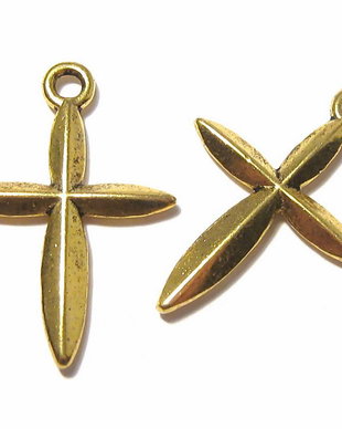 Pandantiv metalic, cruciulita, auriu antichizat, 27x18 mm