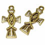 Pandantiv metalic, cruciulita, auriu antichizat, 26x14 mm