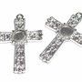 Pandantiv metalic, cruciulita, argintiu, 30.5x21.5 mm