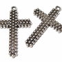 Pandantiv metalic, cruciulita, argintiu antichizat, 42x28 mm