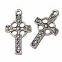 Pandantiv metalic, cruciulita, argintiu antichizat, 26x14 mm