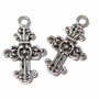 Pandantiv metalic, cruciulita, argintiu antichizat, 24x14.5 mm