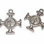 Pandantiv metalic, cruciulita, argintiu antichizat, 22x18 mm