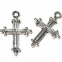 Pandantiv metalic, cruciulita, argintiu antichizat, 21x14 mm
