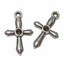 Pandantiv metalic, cruciulita, argintiu antichizat, 20x12 mm