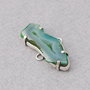 Conector cu agata druzy teal deschis cu alb in rama argintata