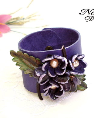 "Violet" - Bratara piele naturala