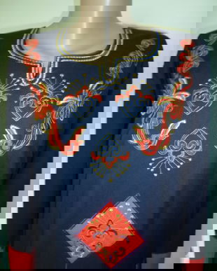 Rochie caftan rosu-bleumarin