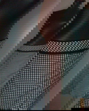 FUSTA MIDI TARTAN ALB NEGRU