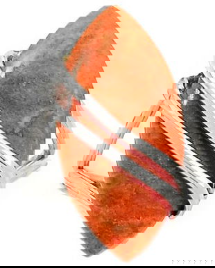 Ag337 - Inel, argint 925, coral natural italian, portocaliu