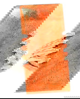 Ag336 - Inel, argint 925, coral natural italian, portocaliu