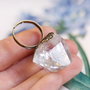 REZERVAT  momentan - Midnight Nostalgia - Inel Quartz crystal point cu fatetele originale  prins pe o baza bronz filigranata