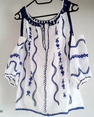 Bluza ethno urban cu broderie impaslita si cusuta - rezervat