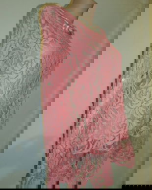 Dantela cu flori mari ,culoare somon