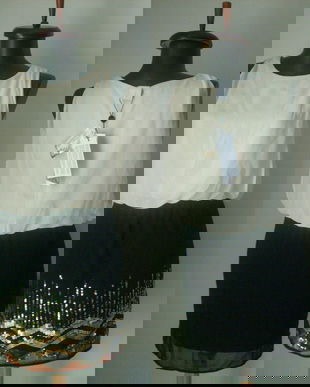 ROCHIE ALB NEGRU BRODERIE