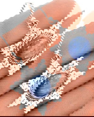 Ag291 - Cercei cu tortite, argint 925, kianit, fulgi de nea