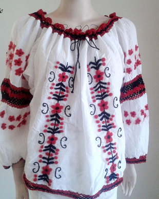 Bluza etno urban cu broderie impaslita si cusuta vandut
