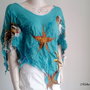 Bluza din voal mtase cu elemente marine impaslite - Deep Sea vandut