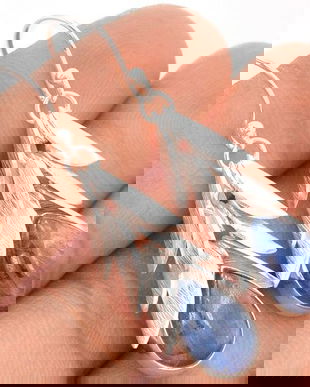 Ag323 - Cercei cu tortite, argint 925, kianit, frunzulite