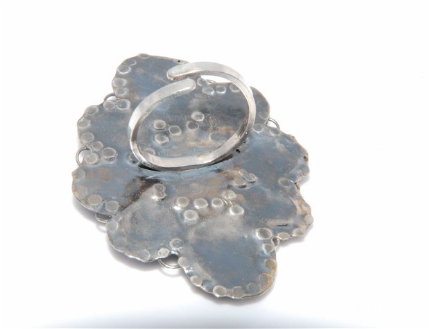 Inel reglabil argint 925 cu lapis lazuli şi opal galben