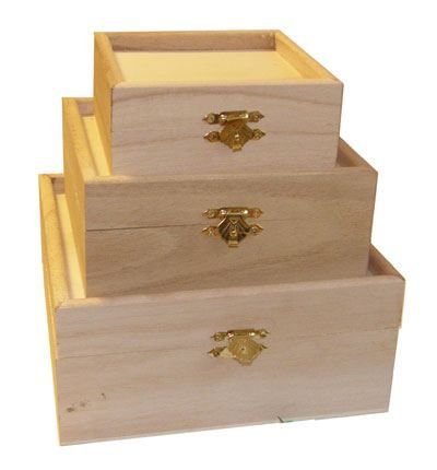 Set trei cutii din lemn