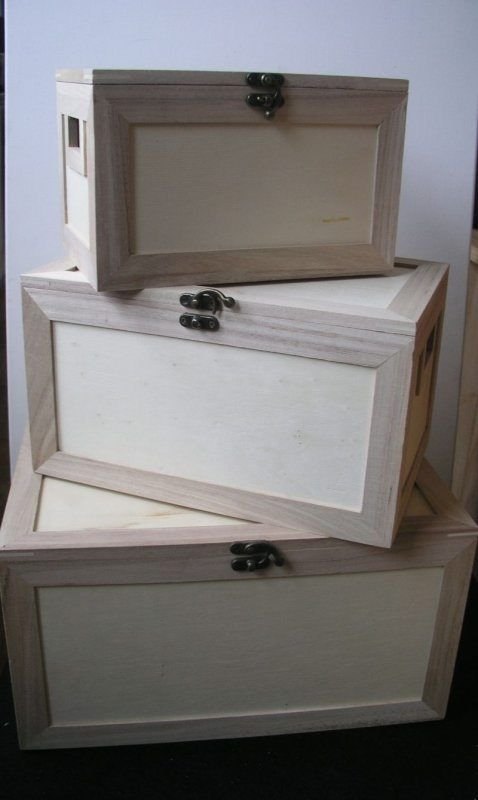 Set trei cutii mari din lemn