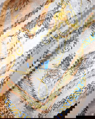 MASSIMO DUTTI- ESARFA VINTAGE MATASE NATURALA JAQUARD