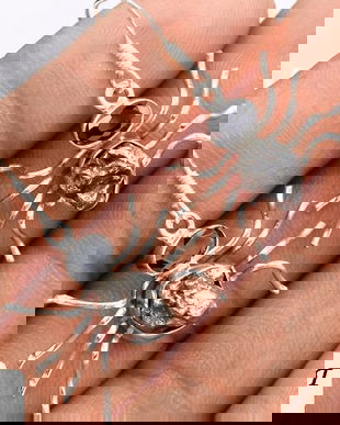 Ag185 - Cercei cu tortite, argint 925, meteorit Campo del Cielo brut / neprelucrat, onix fatetat, paianjen