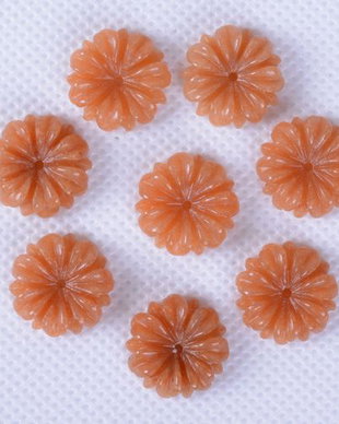 8068 # (2buc) Floare sculptata, orange aventurin, 15mm