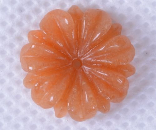 8068 # (2buc) Floare sculptata, orange aventurin, 15mm